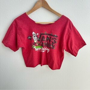 Vans off-the-shoulder Christmas Holiday cropped tee